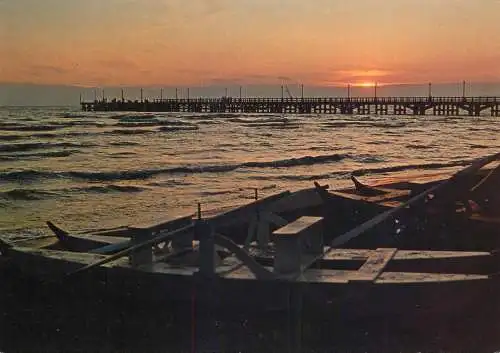 Postcard Italy Marina di Massa beach pier sunset