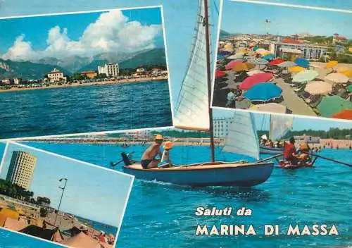 Postcard Italy Marina di Massa beach sailing vessel