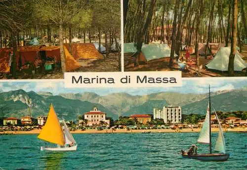 Postcard Italy Marina di Massa beach sailing vessel