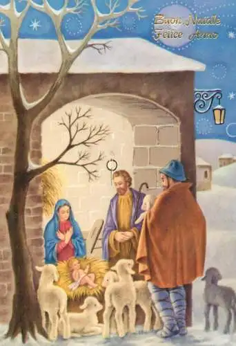 Nativity scene Shepherd adoring Baby Jesus