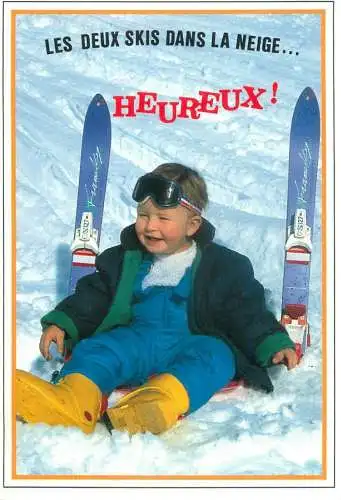 Ski types and scenes funny children postcard