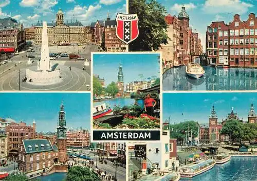 Netherlands Amsterdam monument cruise ships