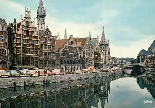 Belgium Gent Gand quai aux herbes and St. Michael bridge
