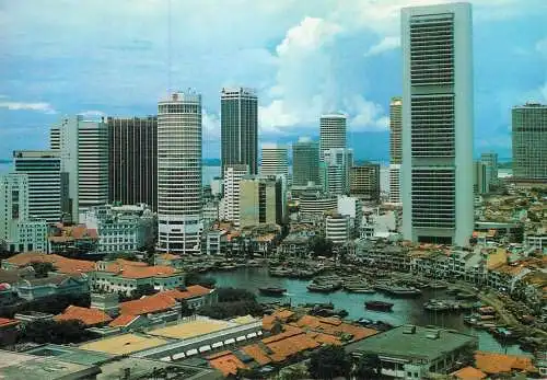 Singapore skyscrapers and river view