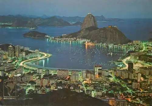Brazil Rio de Janeiro Botafogo Bay & Sugar Loaf nocturnal view