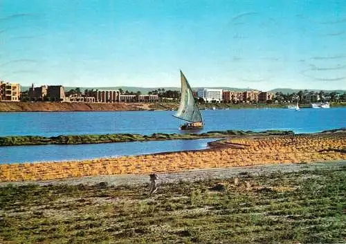 Egypt Luxor Nile view with Temple and Winter Palace Hotel