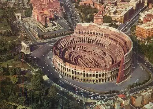Postcard Italy Rome Colosseum aerial
