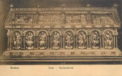 Postcard Germany Aachen church Karlsschrein