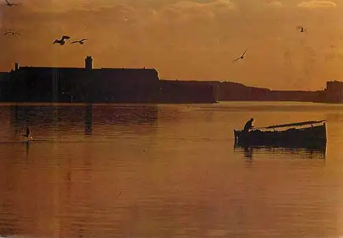 Spain Menorca Mahon harbour sunrise view