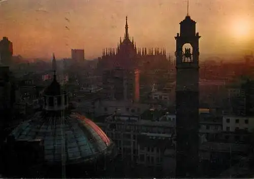 Italy Milano cityscape panorama sunset view