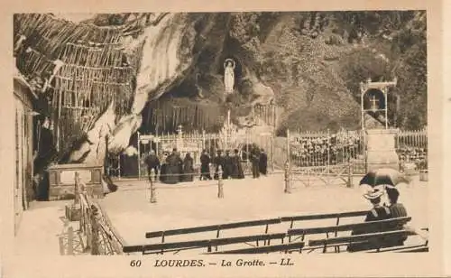 Postcard France Lourdes cave
