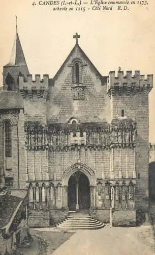 Postcard France Candes church