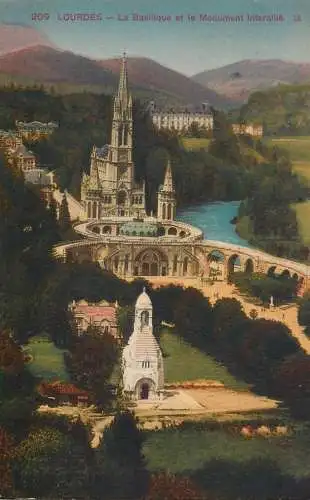 Postcard France Lourdes basilique