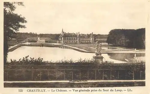 Postcard France Chantilly castle Saut du Loup