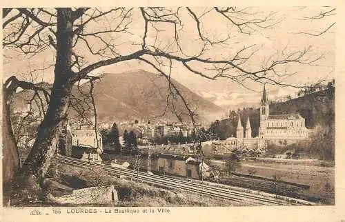 Postcard France Lourdes basilique