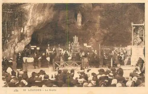 Postcard France Lourdes cave