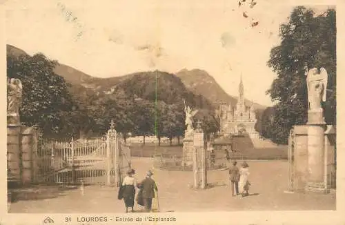 Postcard France Lourdes esplanade