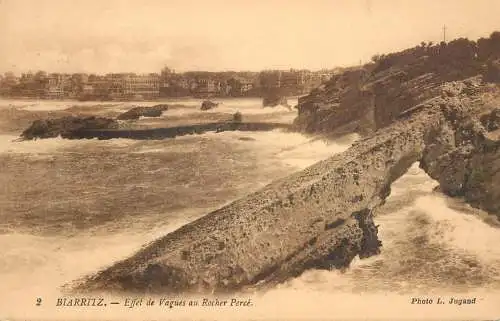Postcard France Biarritz waves effect