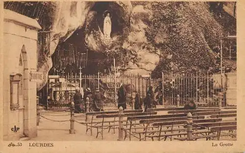 Postcard France Lourdes cave