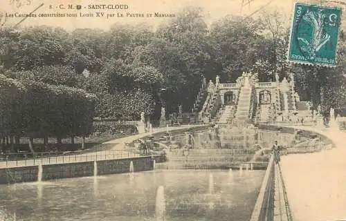 Postcard France Saint Cloud cascades