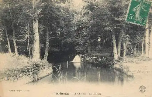 Postcard France Bleneau castle cascade