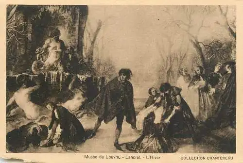 Postcard France Paris Louvre Lancret winter
