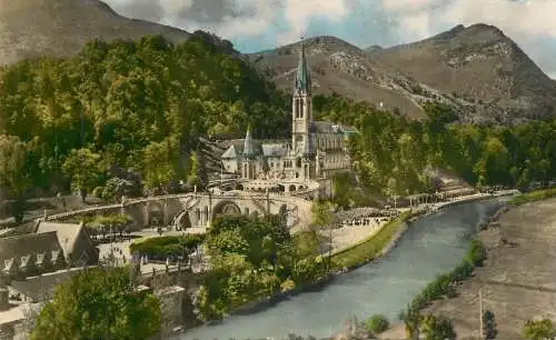 Postcard France Lourdes basilique