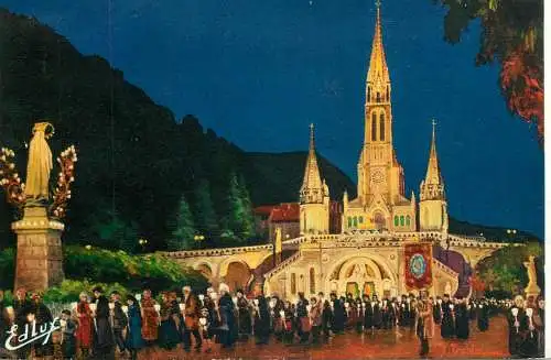 Postcard France Lourdes procession