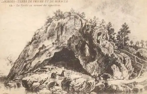 Postcard France Lourdes cave