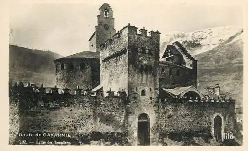 Postcard France route de Gavarnie templars castle