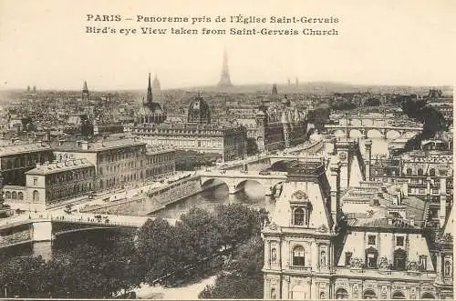 Postcard France Paris church St. Gervais