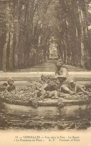 Postcard France Versailles castle fountain
