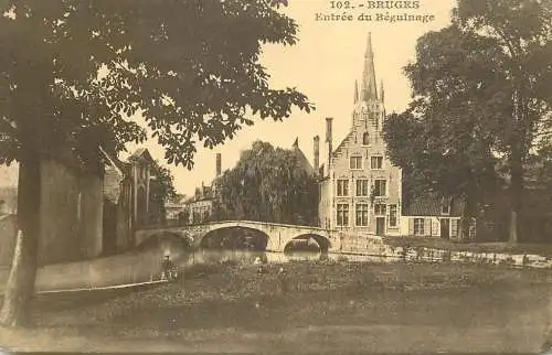 Postcard Belgium Brugge Beguinage
