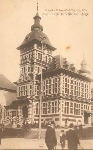 Postcard Belgium Liege city pavillion