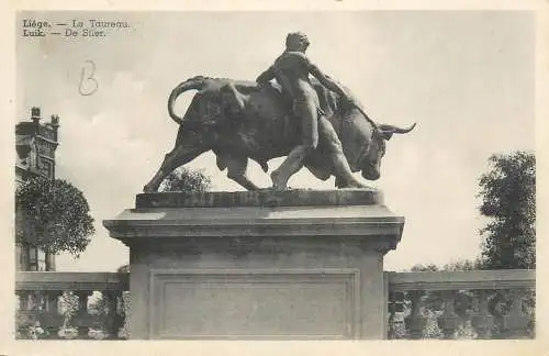 Postcard Belgium Liege the bull statue
