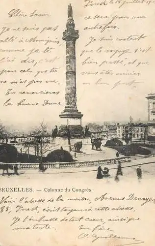 Postcard Belgium Bruxelles Congress column