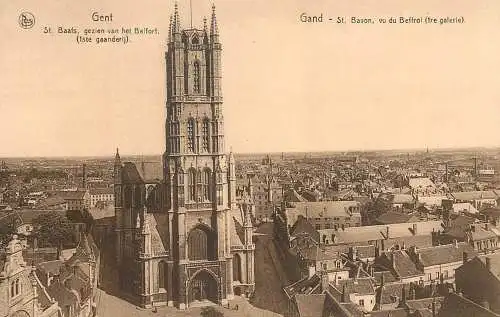 Postcard Belgium Gent St. Bavon clocktower