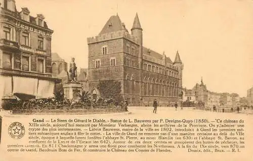 Postcard Belgium Gand statue L. Bauwens P. Devigne Quyo