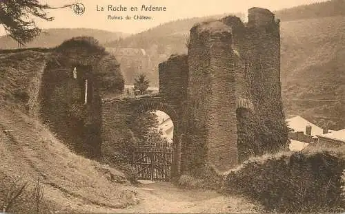 Postcard Belgium la Roche en Ardenne castle ruines