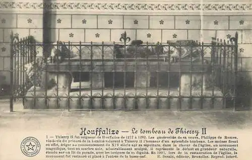 Postcard Belgium Houffalize Thierry II tomb