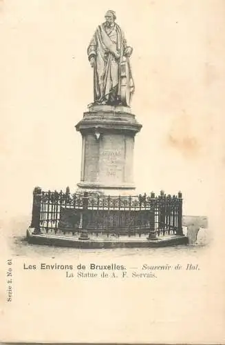 Postcard Belgium Bruxelles statue A.F. Servais