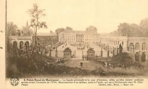 Postcard Belgium Mariemont castle honour court