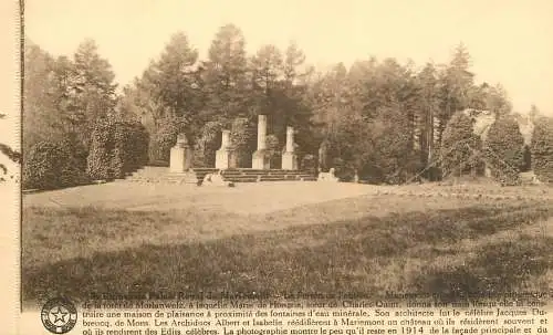 Postcard Belgium Mariemont castle entrance pillars