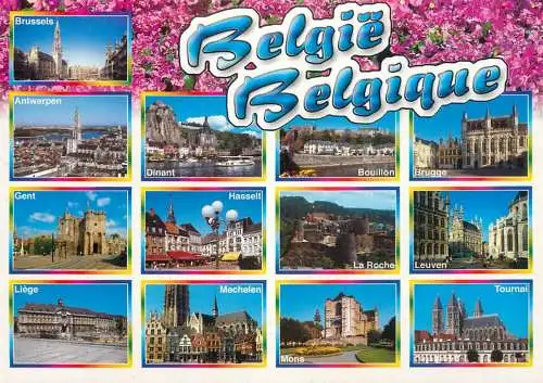 Belgium multi views postcard