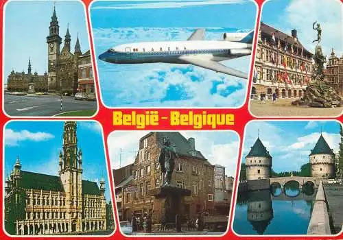 Belgium Sabena plane and multi views postcard