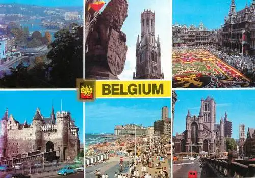 Belgium multi views postcard