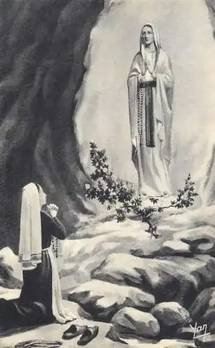 Postcard France Lourdes apparition de la vierge