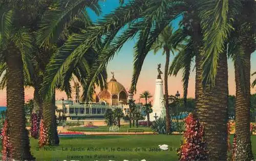 Postcard France Nice jardin Albert casino