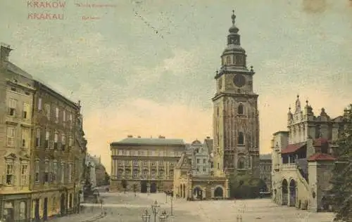 Postcard Poland Krakow rathaus