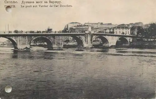 Postcard North Macedonia Uskudar vardar bridge Skopje